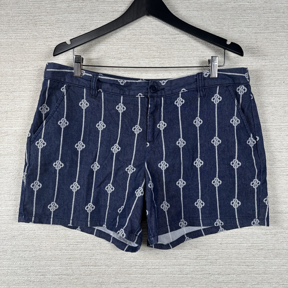 Liz Claiborne Women's Nautical Coastal Knot Denim Shorts Size 14 Resort Vacation